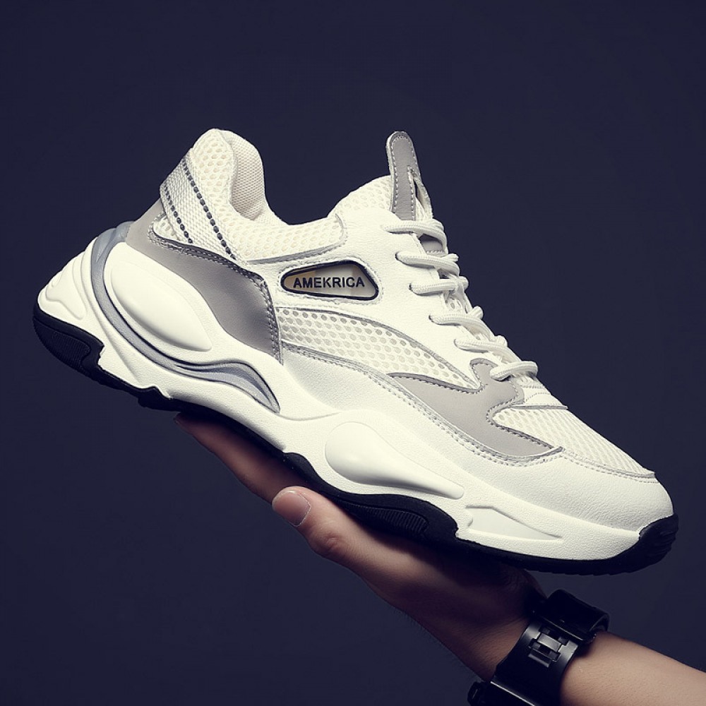 Men's Autumn New Trendy Mesh Sneakers Fashion Breathable White Shoes