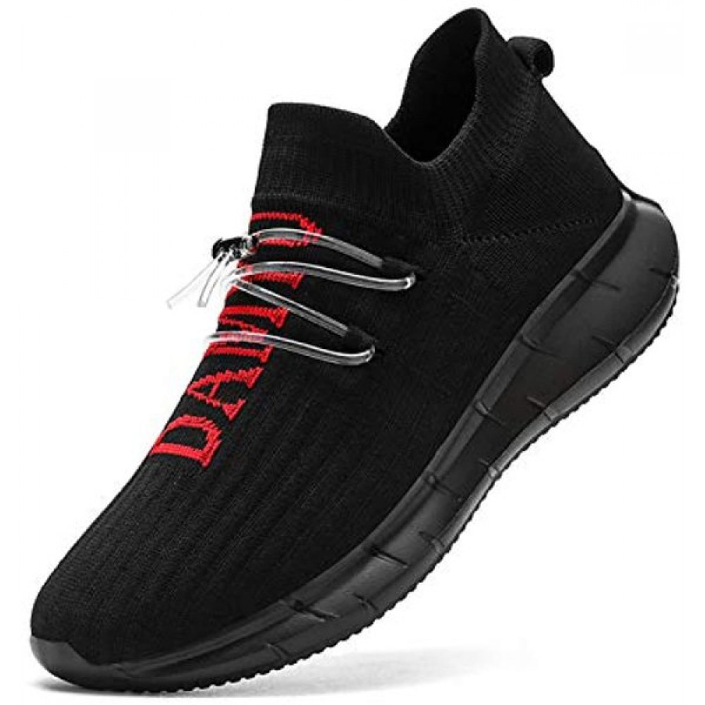 Mens Trail Running Tennis Shoes Walking Slip On Athletic Non-slip Gym Sneakers Wide Fashion Jogging Breathable Sport Shoes Black