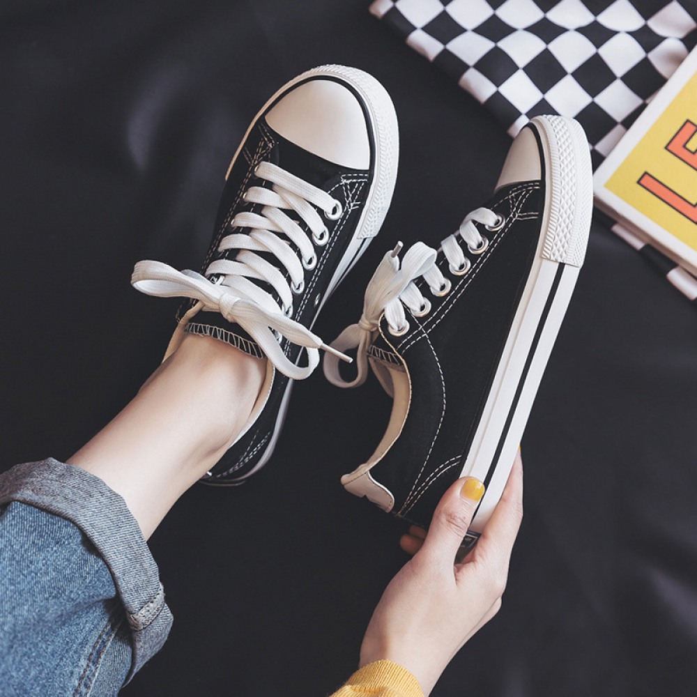 New Basic White Shoes Female Students Flat Running Shoes Low-Top Casual Shoes